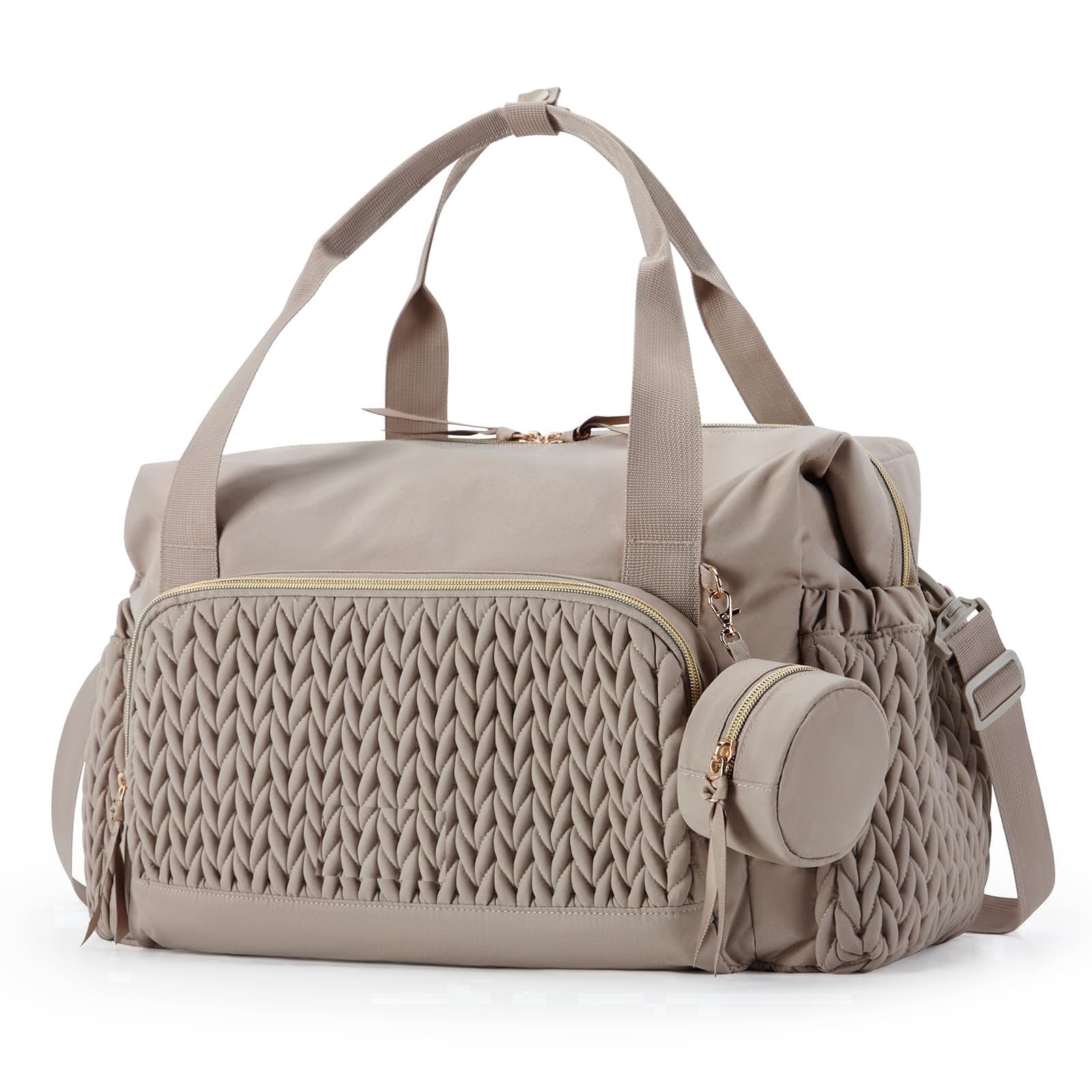 SPEKSEE Diaper Bag Tote, Large Capacity Travel Diaper Bags, Hospital Bag for Labor Delivery, Bag with Pacifier Case(Brown)