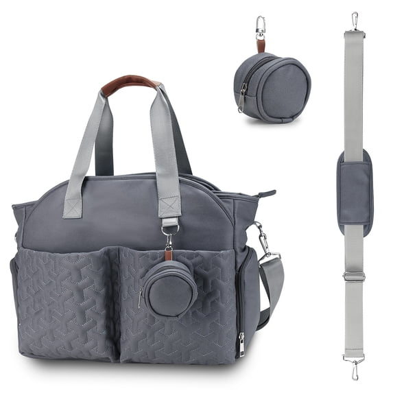 SPEKSEE Diaper Bag Tote with Pacifier Holder Case for Mom and Dad, Multi-Function Travel Diaper Bag with Adjustable Shoulder Strap and Insulated Pockets