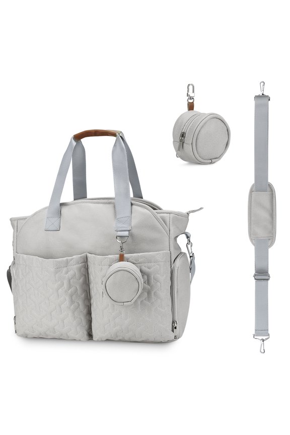 Diaper Bag Tote with Pacifier Holder Case for Mom and Dad, Multi-Function Travel Diaper Bag with Adjustable Shoulder Strap and Insulated Pockets