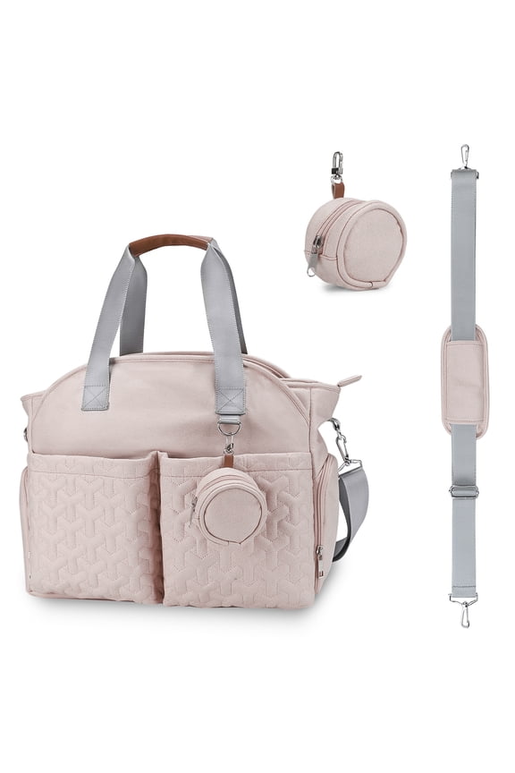 Diaper Bag Tote with Pacifier Holder Case for Mom and Dad, Multi-Function Travel Diaper Bag with Adjustable Shoulder Strap and Insulated Pockets