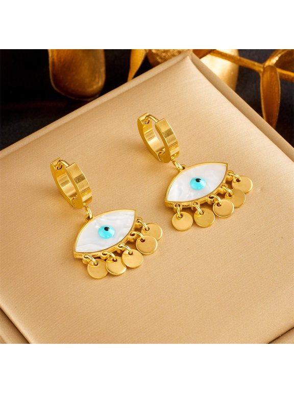 Elegant And Creative Stainless Steel Earrings with A Niche And Innovative Devil's Eye Design Are Suitable for Both Men And Women