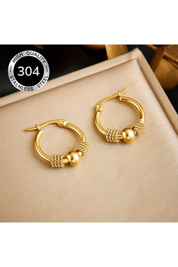 Elegant Golden Stainless Steel Hoop Earrings for Women - Boho-Chic Vintage Style, Perfect for Weddings, Parties, and Daily Wear, Ideal Gift for Special Occasions