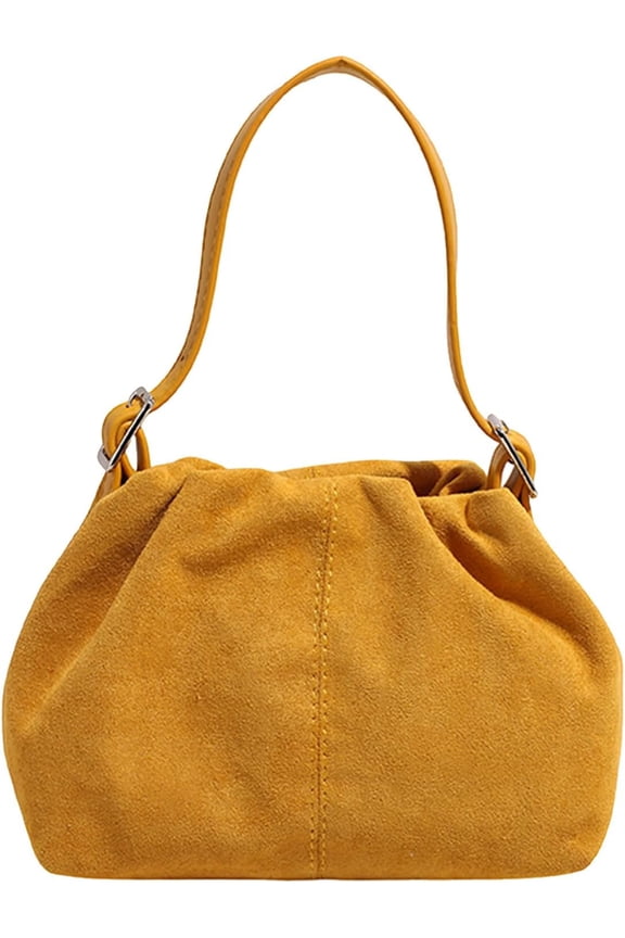 Faux Suede Shoulder Bags Vintage Crossbody Bag Pleated Handbag Underarm Bag for Women Party