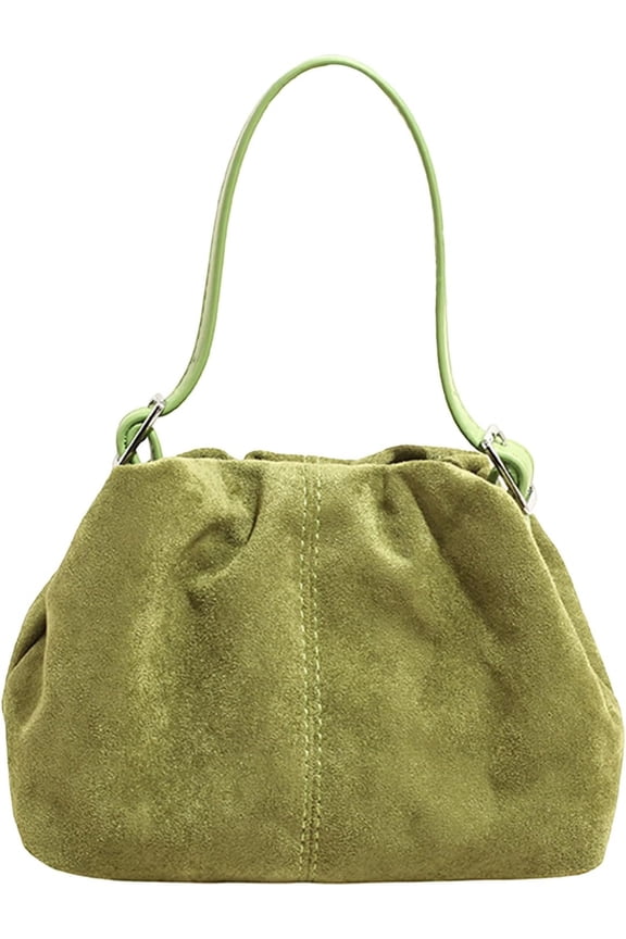 Faux Suede Shoulder Bags Vintage Crossbody Bag Pleated Handbag Underarm Bag for Women Party