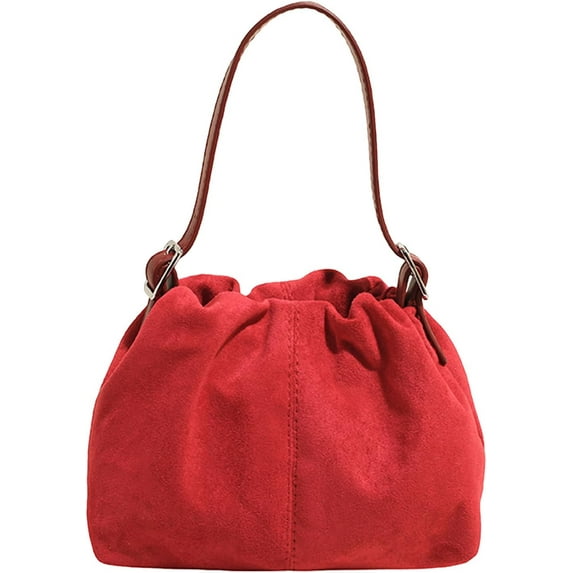 SPEKSEE Faux Suede Shoulder Bags Vintage Crossbody Bag Pleated Handbag Underarm Bag for Women Party