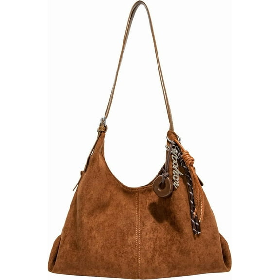 SPEKSEE Faux Suede Versatile Shoulder Bag Large Capacity Trendy Underarm Bag Solid Color Leisure Tote Handbag Travel Date Work Should