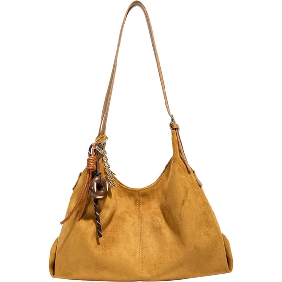 SPEKSEE Faux Suede Versatile Shoulder Bag Large Capacity Trendy Underarm Bag Solid Color Leisure Tote Handbag Travel Date Work Should