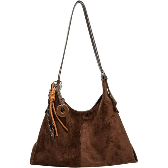 SPEKSEE Faux Suede Versatile Shoulder Bag Large Capacity Trendy Underarm Bag Solid Color Leisure Tote Handbag Travel Date Work Should