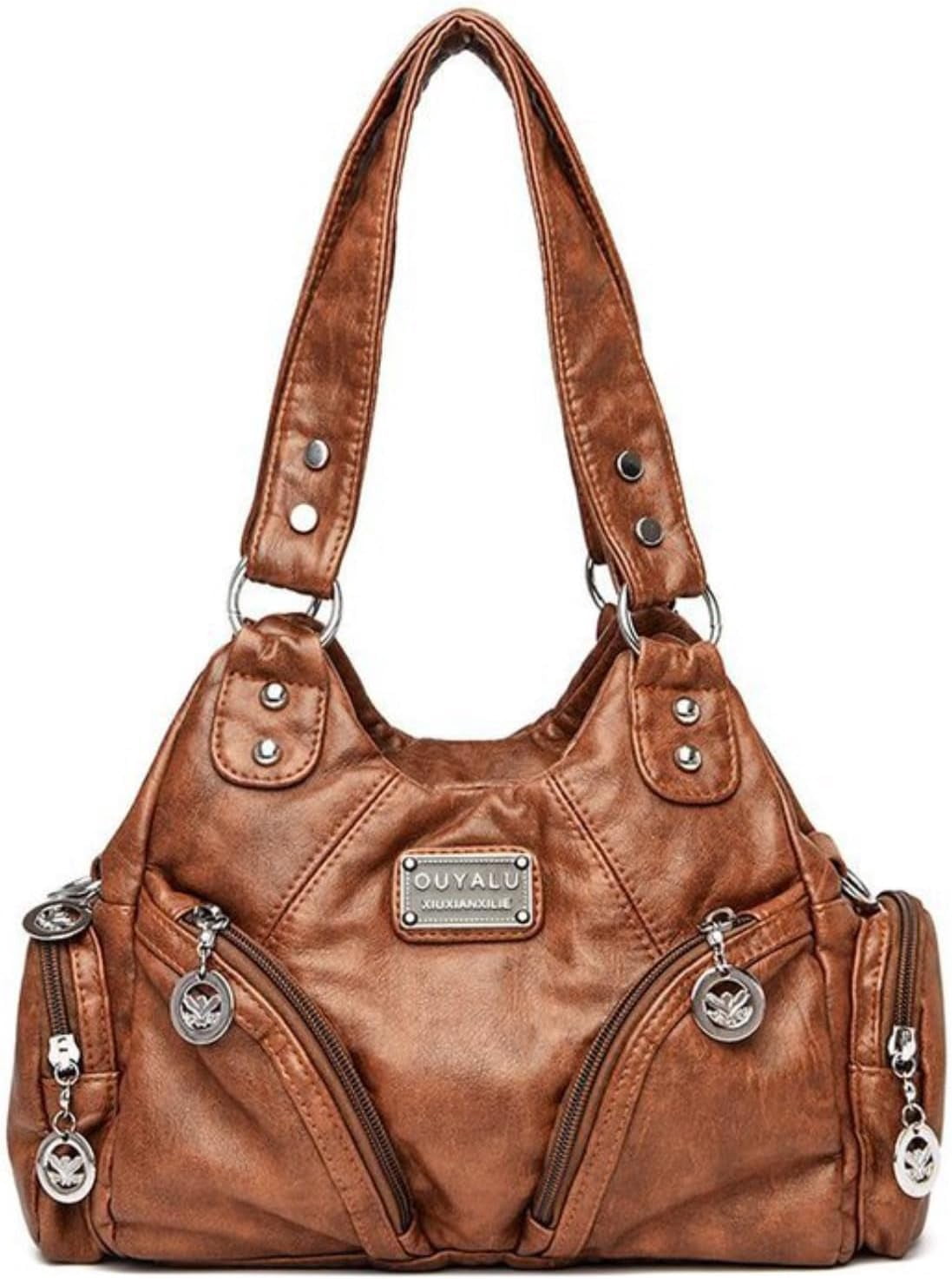 SPEKSEE Hobo Purses and Handbags for Women Leather Multi-Pocket Tote Bag with Zipper Daily Shoulder Bags