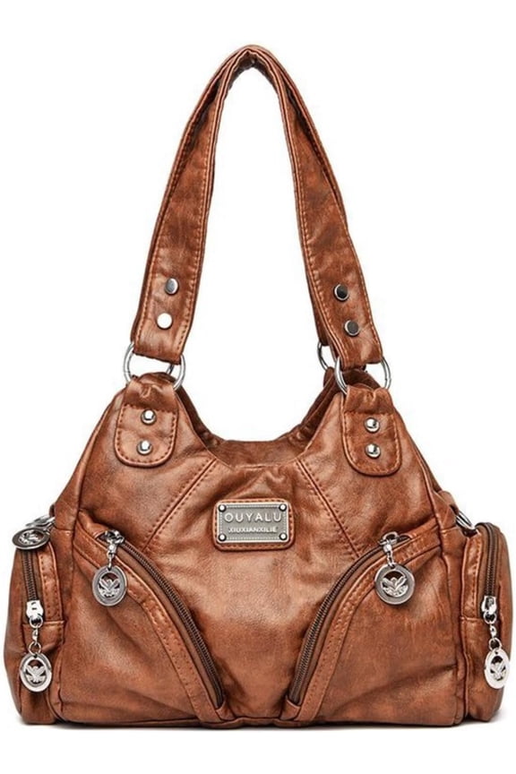 Hobo Purses and Handbags for Women Leather Multi-Pocket Tote Bag with Zipper Daily Shoulder Bags