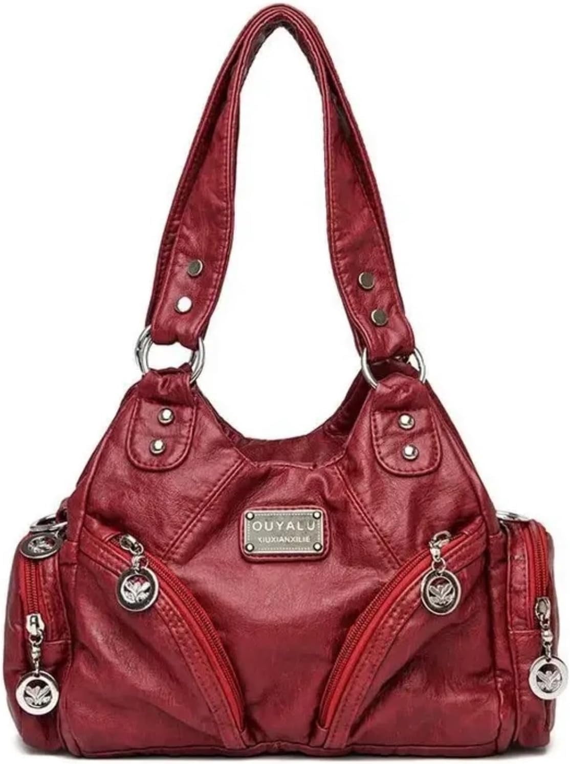 SPEKSEE Hobo Purses and Handbags for Women Leather Multi-Pocket Tote Bag with Zipper Daily Shoulder Bags