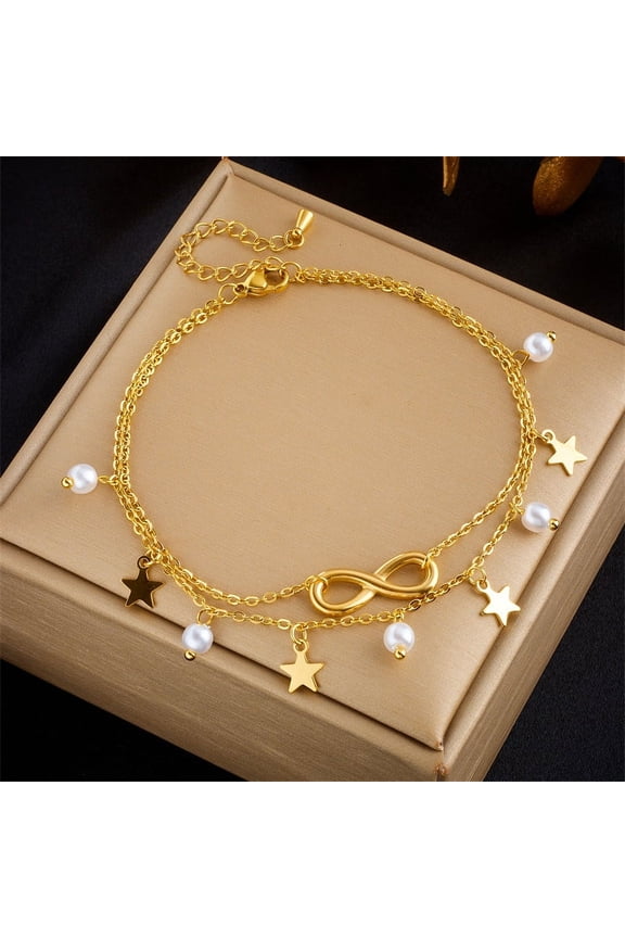 Infinity Ankle Bracelet for Women Stainless Steel Charm Adjustable Chain Anklet, Summer Beach Jewelry