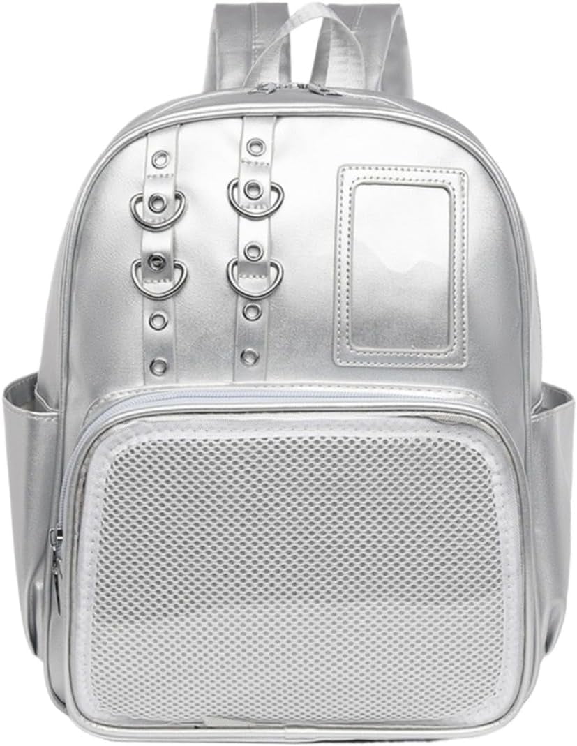 SPEKSEE Kawaii PU Ita Bag with Pin Display Y2K Women Badge Display Backpack, Suitable for Anime Exhibitions