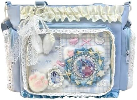 SPEKSEE Lace Itabag Ruffle Shoulder Purse， Pin Display Bag with Insert Anime Badge Display