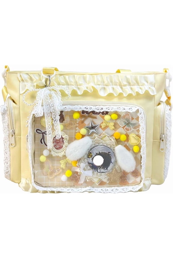 Lace Itabag Ruffle Shoulder Purseļ¼ Pin Display Bag with Insert Anime Badge Display