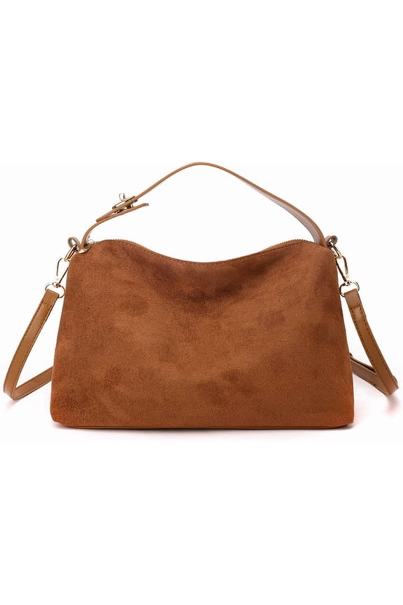 Leather Suede Shoulder Bag for Women, Retro Suede Handbag Crossbody Bag, Faux Suede Hobo Tote Bag Satchels Bag