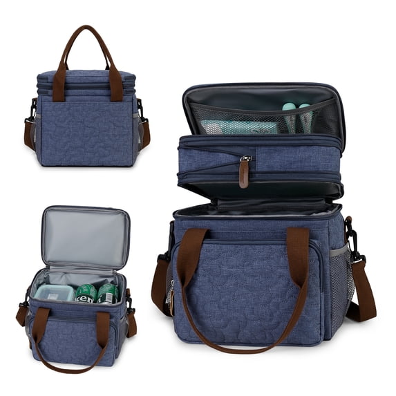 SPEKSEE Lunch Bag for Women Men, Expandable Large Adult Insulated Lunch Box for Work, Leakproof Double Deck Lunch Box Cooler Tote Bag with Removable Shoulder Strap