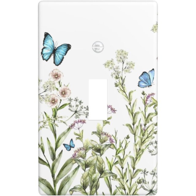 SPEKSEE Outlet Covers Wall Plate, Flower Butterfly Print Light Switch