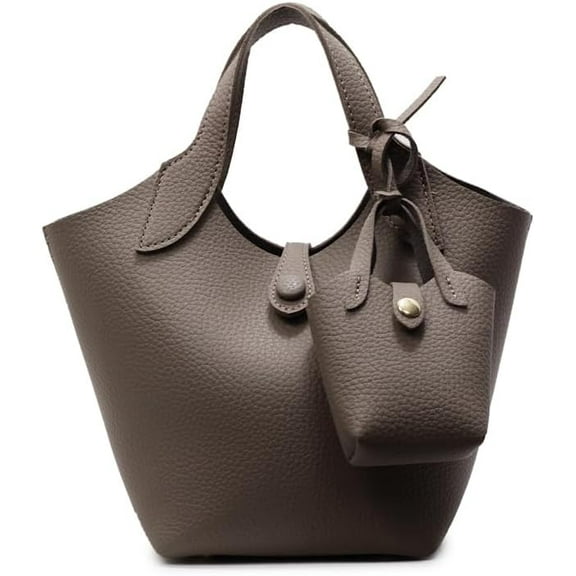SPEKSEE PU Leather All-Match Shoulder Bag Large Capacity Soft Tote Handbag Solid Color Casual Bucket Bag Commute Bag with Matching Cl