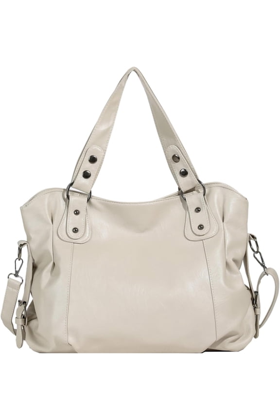 PU Leather Shoulder Bag Large Capacity Tote Bag with Rivet Underarm Bag for Women Work Shopping Travel