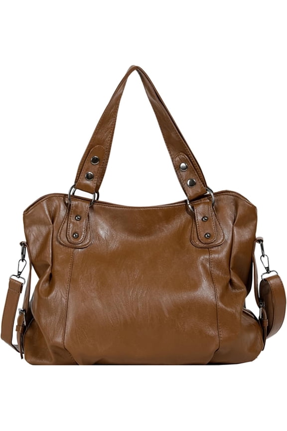 PU Leather Shoulder Bag Large Capacity Tote Bag with Rivet Underarm Bag for Women Work Shopping Travel