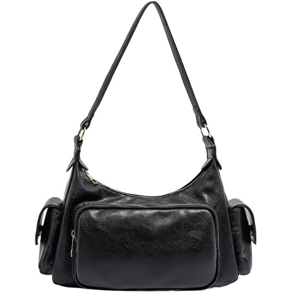SPEKSEE PU Leather Vintage Shoulder Bag Solid Color Retro Underarm Bag Large Capacity Cool Girl Sling Bag Travel Shopping Date Handba