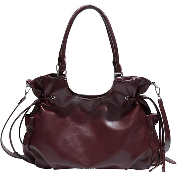 SPEKSEE PU Tote Bag Large Capacity Hobo Shopper Bag Solid Color Travel Tote Bag Roomy for Business Office Work Travel