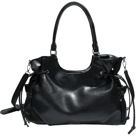 SPEKSEE PU Tote Bag Large Capacity Hobo Shopper Bag Solid Color Travel Tote Bag Roomy for Business Office Work Travel