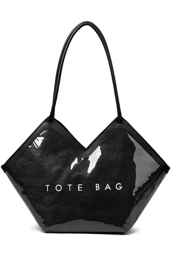 PVC Paper Women Tote Shoulder Bag Large Capacity Waterproof Handle Bag Trendy Washed Armpit Bag for Work Date