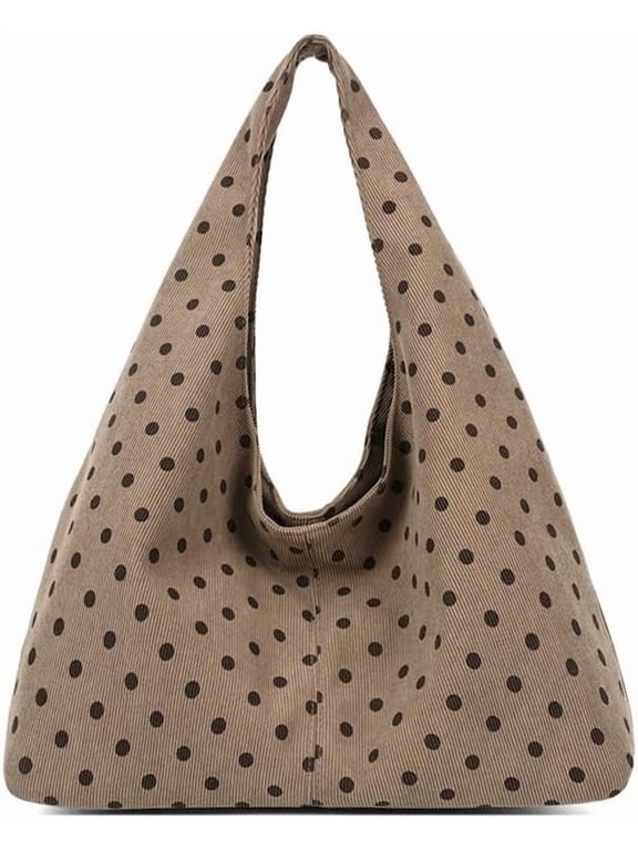 Polka Dot Hobo Bag for Women Trendy Slouchy Shoulder Bag Soft Handbag Underarm Purse For Work Travel