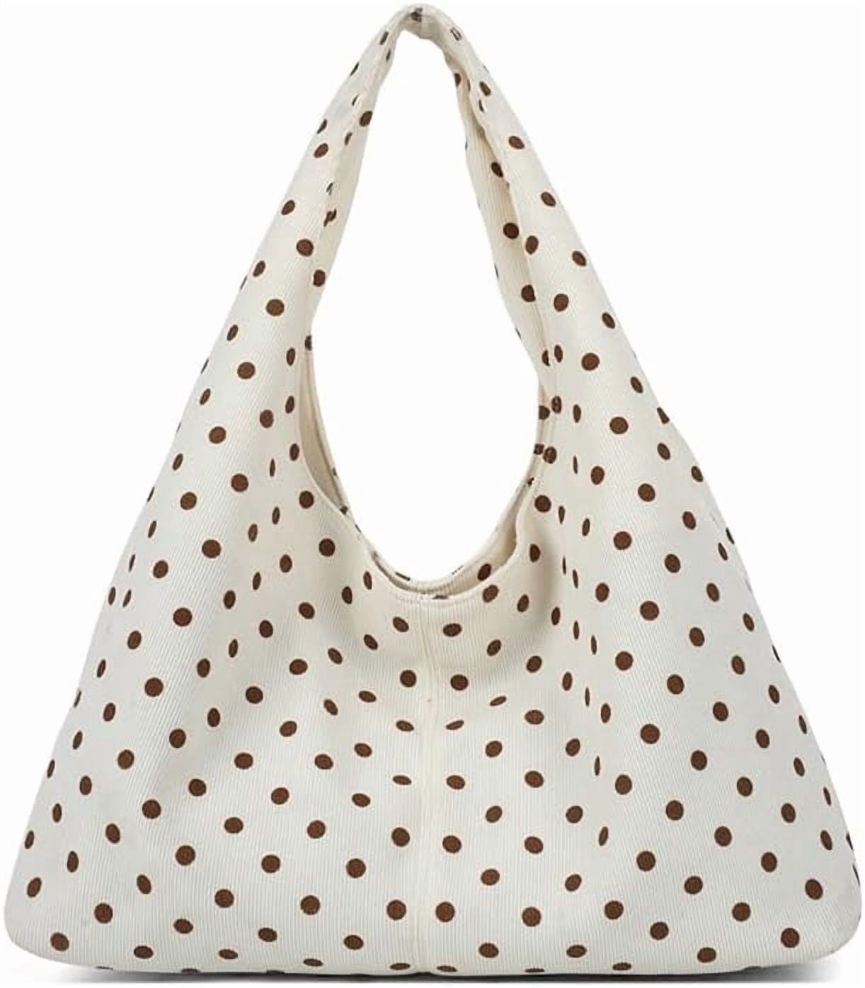 SPEKSEE Polka Dot Hobo Bag for Women Trendy Slouchy Shoulder Bag Soft Handbag Underarm Purse For Work Travel