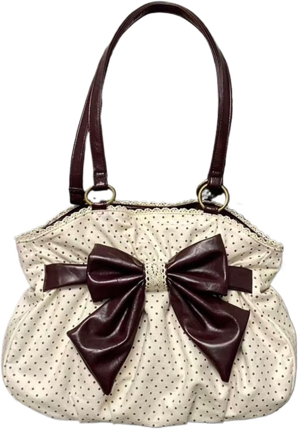 SPEKSEE Polka Dot Purse for Women Vintage Large Capacity Bow HandBag J Fashion Harajuku Gyaru Kawai Whimsical Accessories