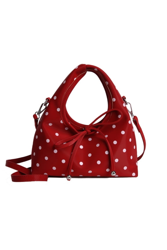 Polka Dot Purses for Women Vintage Leather Purse with Bow 2000s Harajuku Aesthetic Christmas Accessories