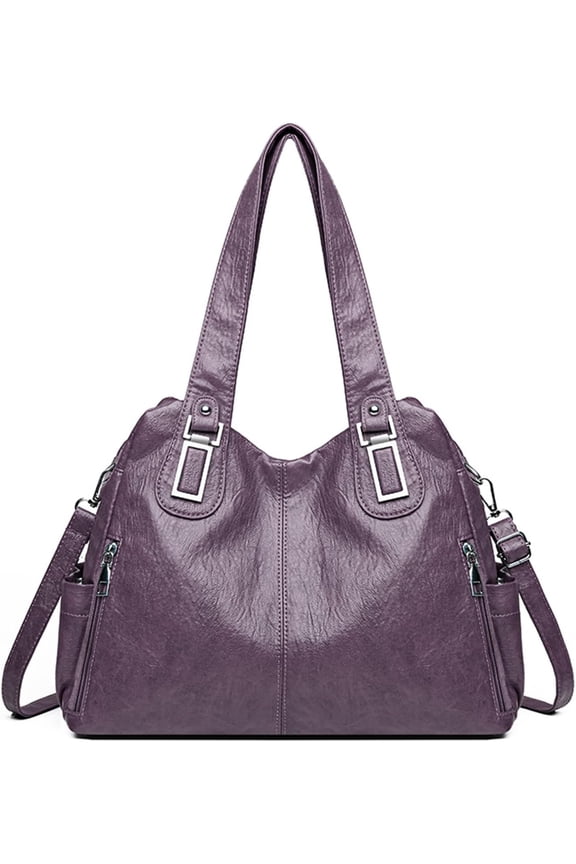 Punk Studded Shoulder Bag with Multi Pockets Top-handle Handbag Large Capacity Crossbody Handbg for Work Travel