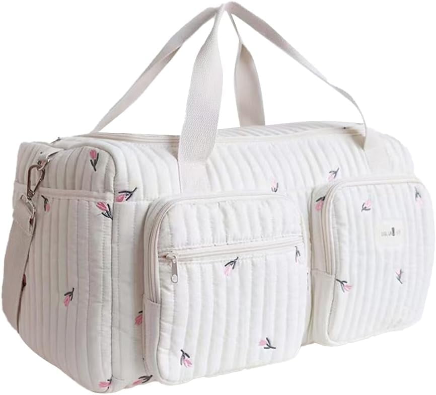 SPEKSEE Quilted Diaper Bag Large Capacity Duffle Bag Weekender Bag for Hospital and Weekender Travel
