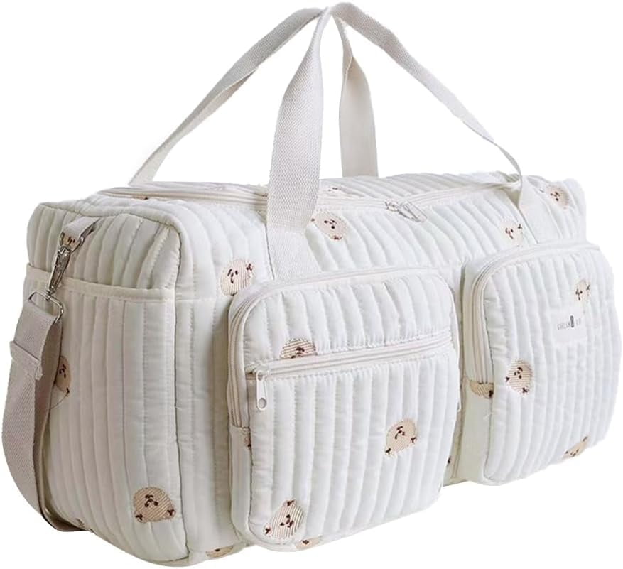 SPEKSEE Quilted Diaper Bag Large Capacity Duffle Bag Weekender Bag for Hospital and Weekender Travel
