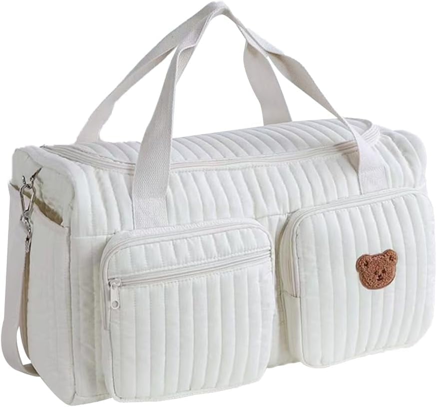 SPEKSEE Quilted Diaper Bag Large Capacity Duffle Bag Weekender Bag for Hospital and Weekender Travel