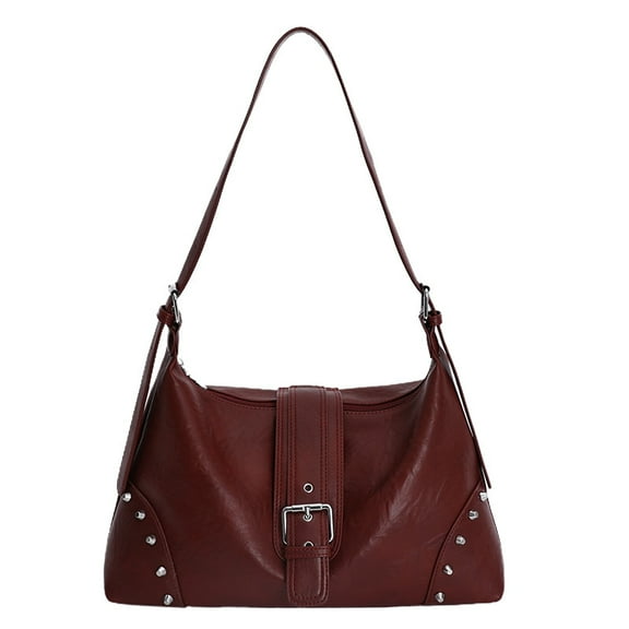 SPEKSEE Retro Motocycle Shoulder Bag with Belt Rivet Crossbody Bag for Women