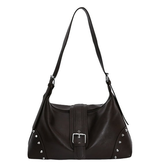 SPEKSEE Retro Motocycle Shoulder Bag with Belt Rivet Crossbody Bag for Women