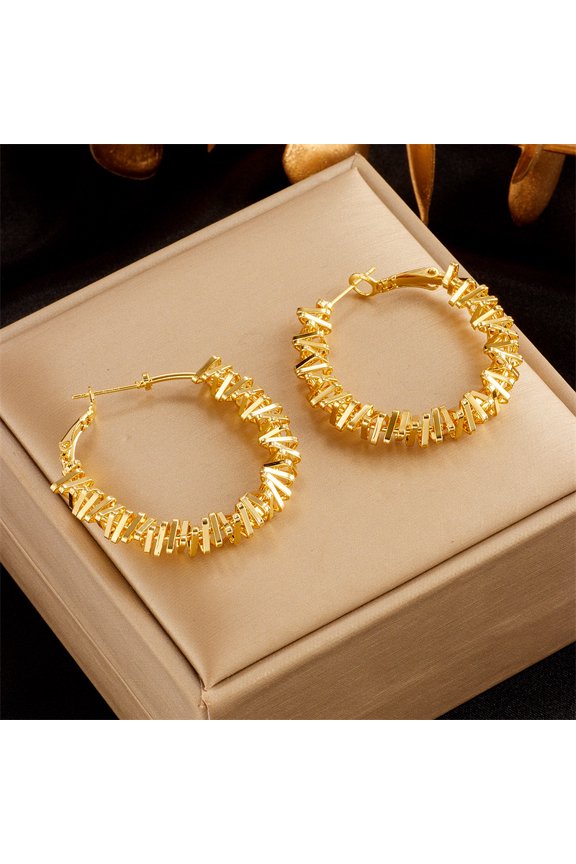 Retro Punk Irregular Geometric Thick Smooth Wave Circle Hoop Earrings Fashion Simple Piercing Earrings Wedding Party Daily Wear Jewelry Accessories Gifts for Women