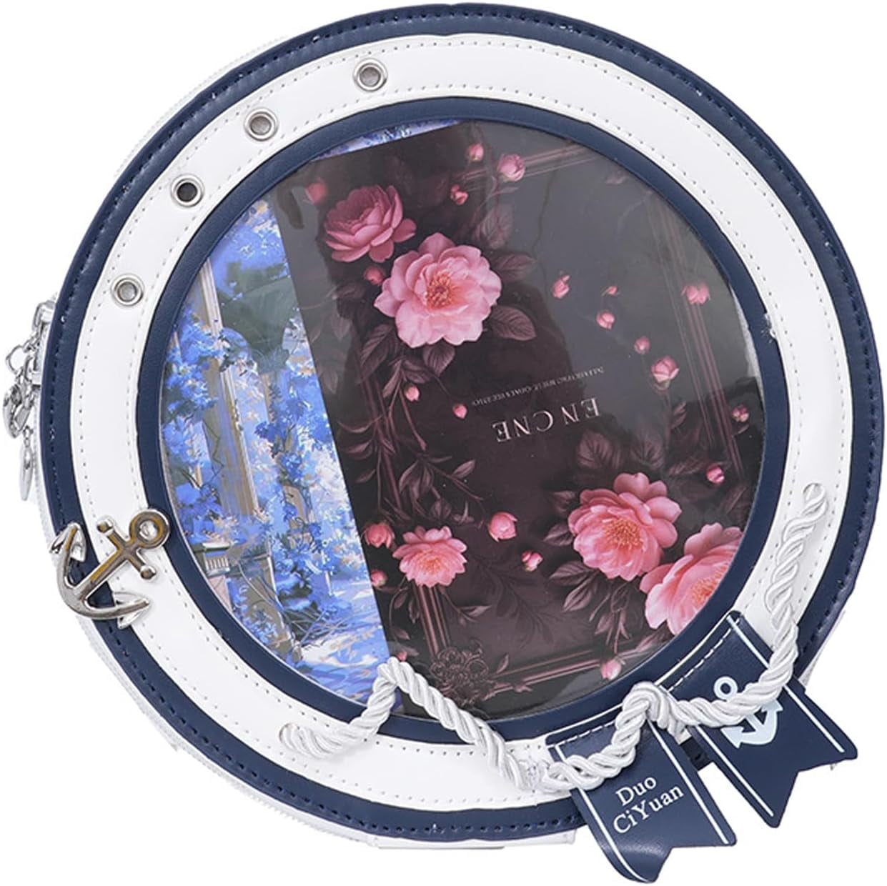 SPEKSEE Round ita Bag Shape Aesthetic Purse Cute Anime Sailor PU Leather Crossbody Pin Bag