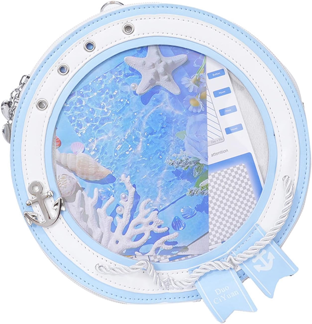 SPEKSEE Round ita Bag Shape Aesthetic Purse Cute Anime Sailor PU Leather Crossbody Pin Bag