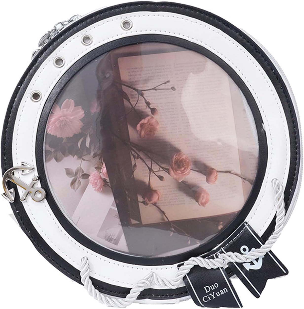 SPEKSEE Round ita Bag Shape Aesthetic Purse Cute Anime Sailor PU Leather Crossbody Pin Bag