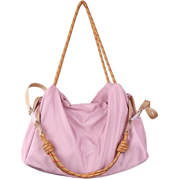 SPEKSEE Slouchy Shoulder Bag Large Lightweight Slouchy Hobo Tote with Rope Strap Casual Travel Duffel Nylon Purse Alt Overnight Bag