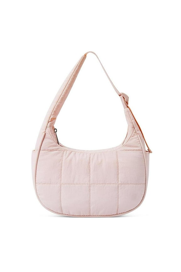 Small Crescent Puffer Purse Shoulder Bag for Women Nylon Quilted Purses Bag Adjustable Shoulder Strap Puffy bag elegant shoulder bag