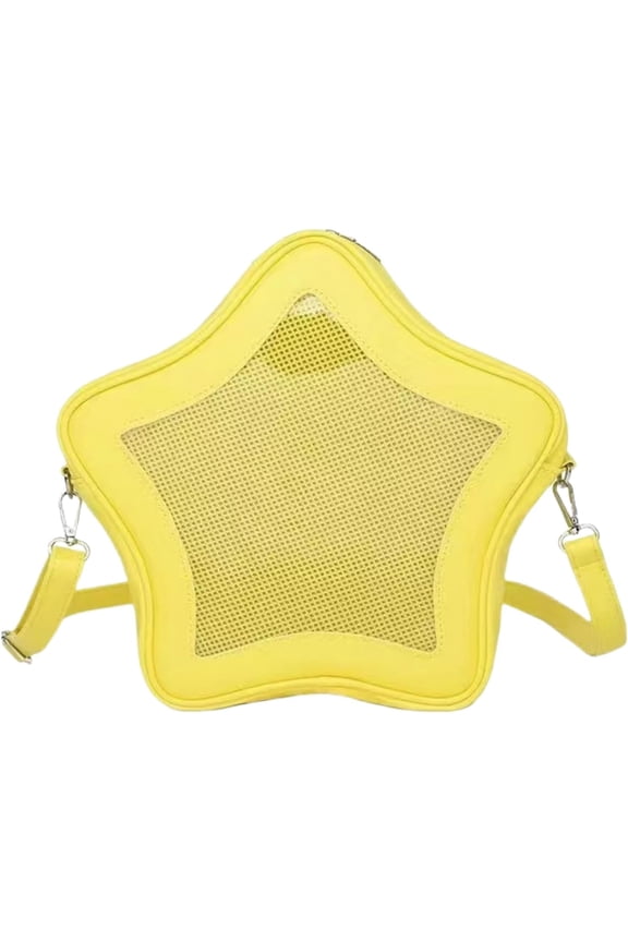 Star Shape Ita Bag Pins Display Crossbody Bag PU Leather Backpack Y2k Aesthetic Cute Handbag