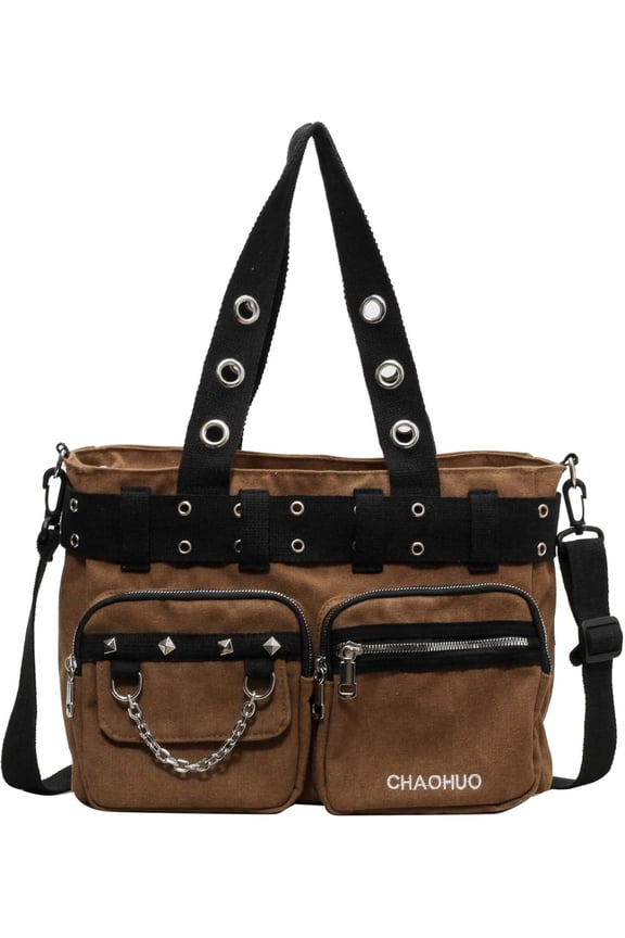 Steampunk Goth Messenger Bag, Fashion Punk Gothic Shoulder Bag