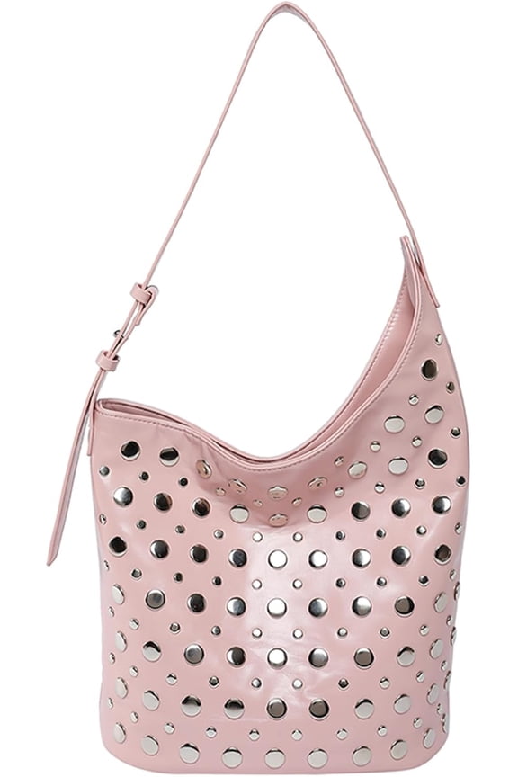 Studded Purse Faux Leather Tote Bag Y2K Hobo Bags Trendy Shoulder Bag 90s Punk Handbags
