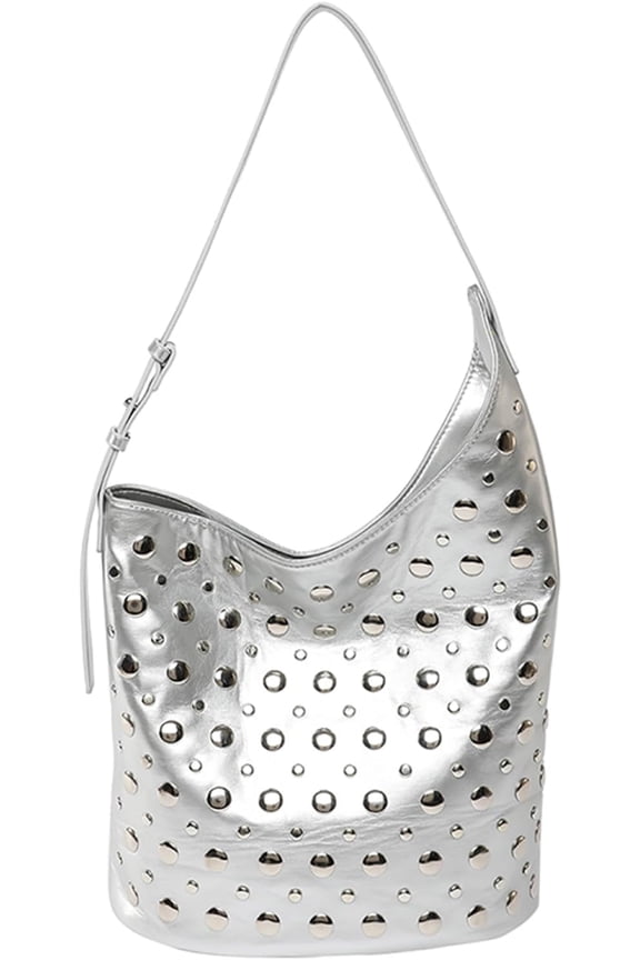 Studded Purse Faux Leather Tote Bag Y2K Hobo Bags Trendy Shoulder Bag 90s Punk Handbags