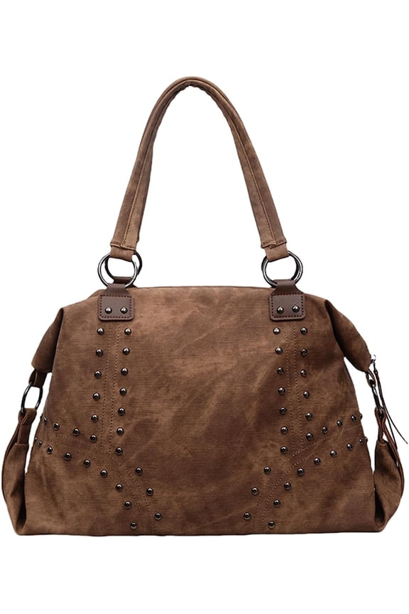 Studded Purse Trendy Faux Leather Studded Tote Handbag Top-Handle Hobo Bags Y2K Shoulder Bag Punk Purse for Women